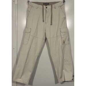 Vintage Bugle Boy Mens Cargo Pants 36x30 Khaki Skater Tactical Adjustable Y2K